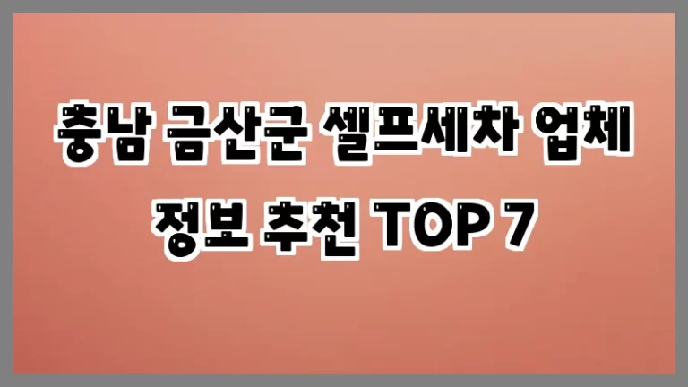 충남 금산군 셀프세차 업체 정보 추천 TOP 7