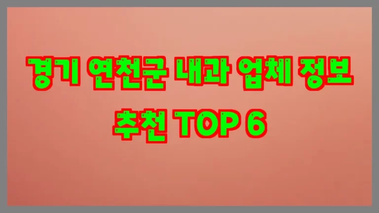 경기 연천군 내과 업체 정보 추천 TOP 6