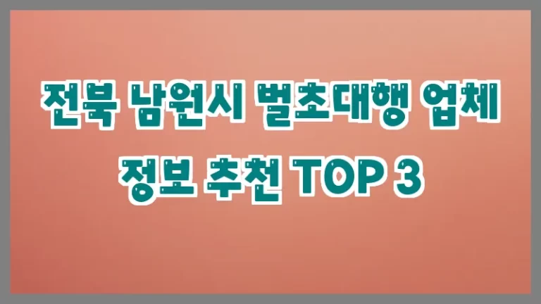 전북 남원시 벌초대행 업체 정보 추천 TOP 3