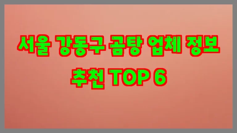 서울 강동구 곰탕 업체 정보 추천 TOP 6
