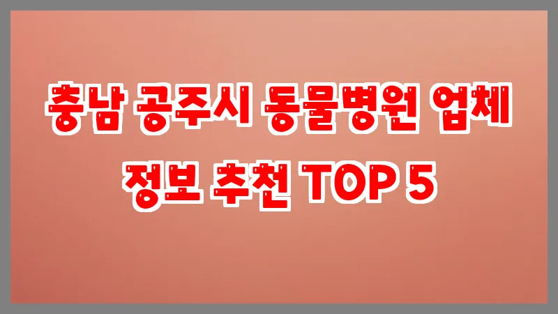 충남 공주시 동물병원