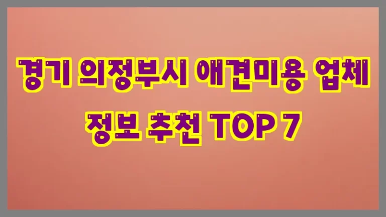 경기 의정부시 애견미용 업체 정보 추천 TOP 7