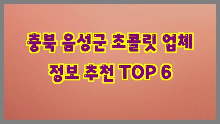충북 음성군 초콜릿 업체 정보 추천 TOP 6