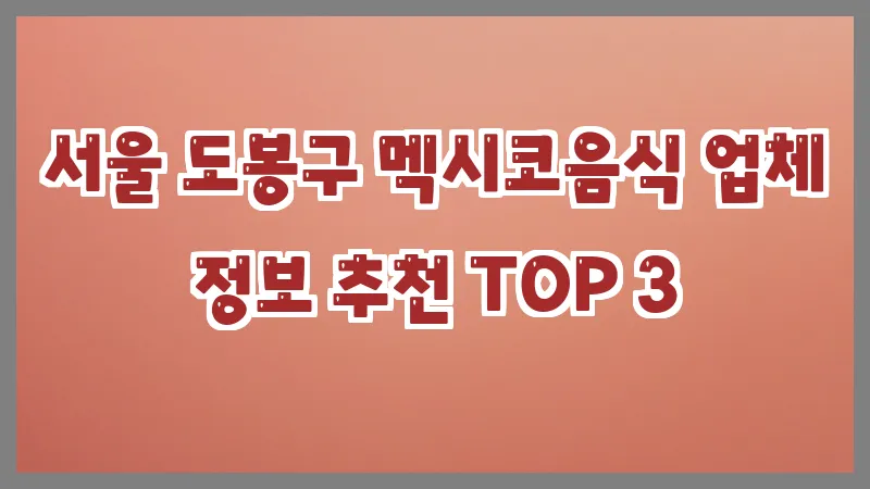 서울 도봉구 멕시코음식 업체 정보 추천 TOP 3