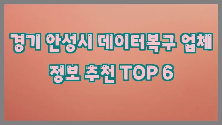 경기 안성시 데이터복구 업체 정보 추천 TOP 6