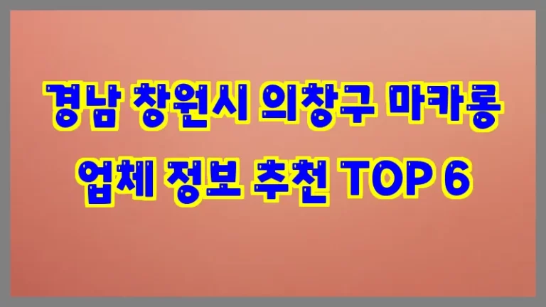 경남 창원시 의창구 마카롱 업체 정보 추천 TOP 6