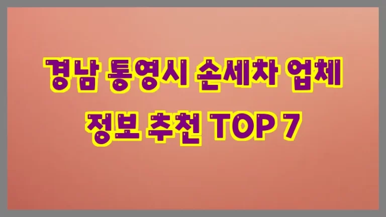 경남 통영시 손세차 업체 정보 추천 TOP 7