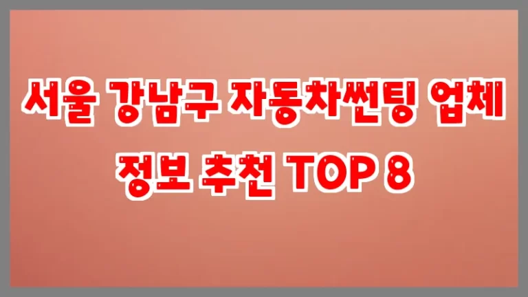 서울 강남구 자동차썬팅 업체 정보 추천 TOP 8