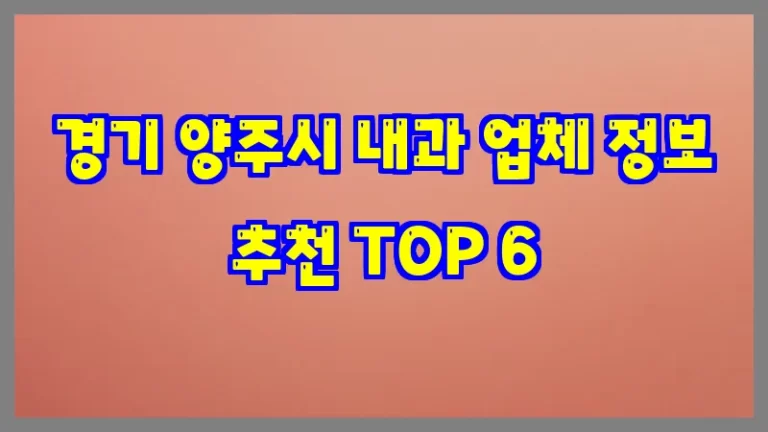 경기 양주시 내과 업체 정보 추천 TOP 6
