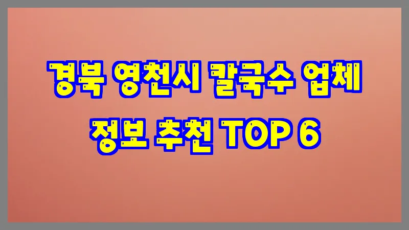 경북 영천시 칼국수 업체 정보 추천 TOP 6