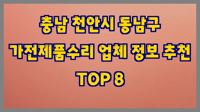 충남 천안시 동남구 가전제품수리 업체 정보 추천 TOP 8
