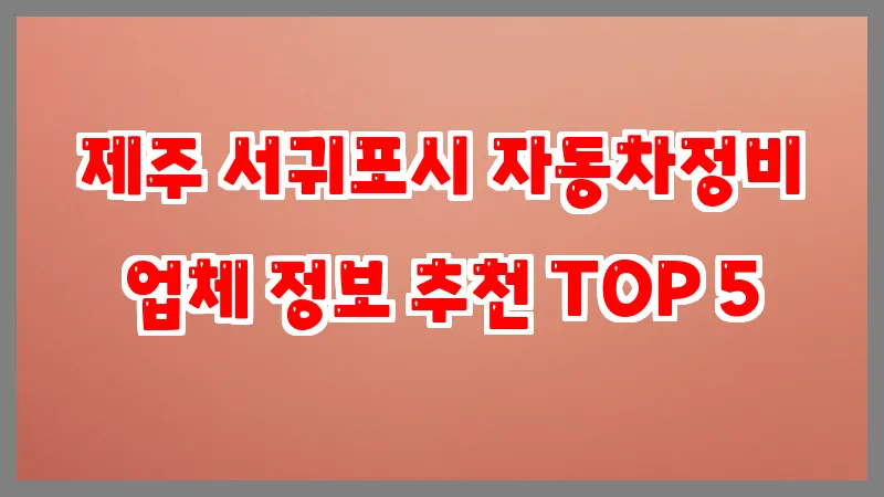 제주 서귀포시 자동차정비