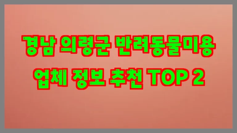 경남 의령군 반려동물미용 업체 정보 추천 TOP 2