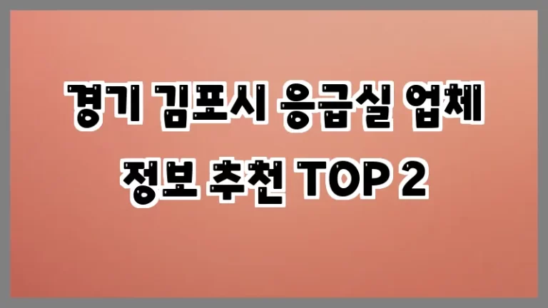 경기 김포시 응급실 업체 정보 추천 TOP 2
