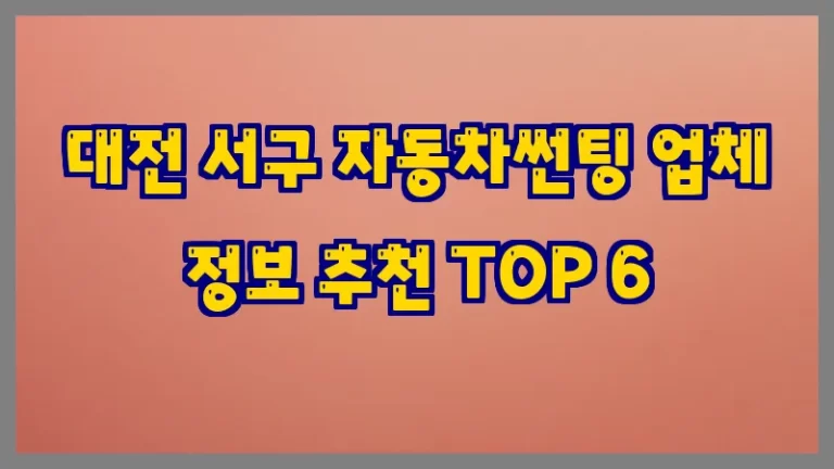 대전 서구 자동차썬팅 업체 정보 추천 TOP 6