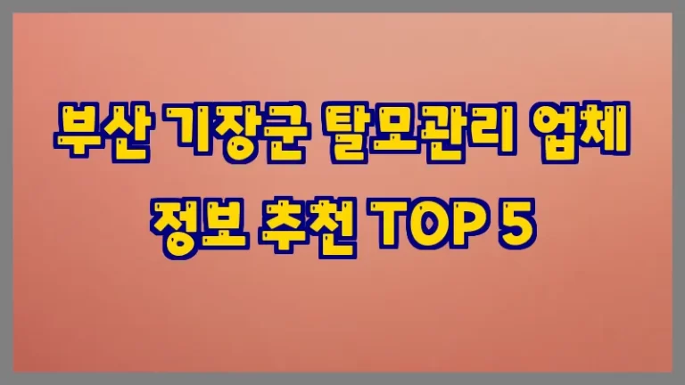부산 기장군 탈모관리 업체 정보 추천 TOP 5