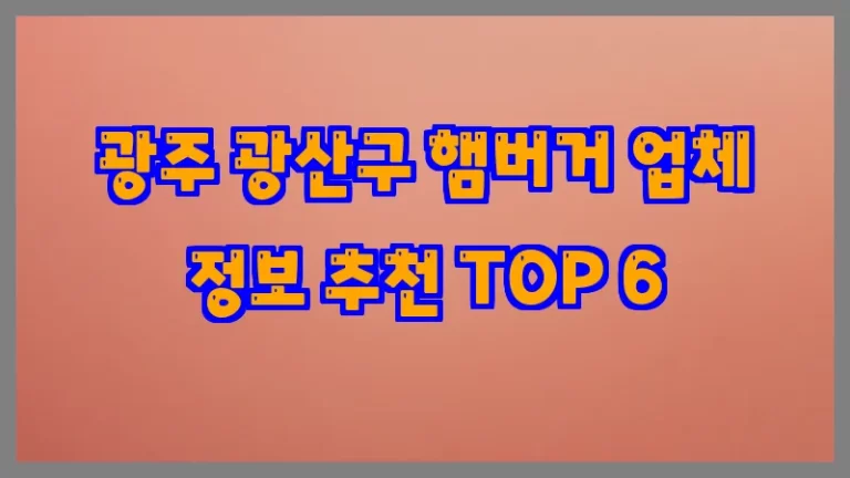 광주 광산구 햄버거 업체 정보 추천 TOP 6
