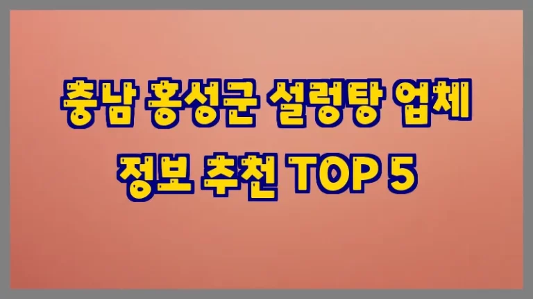 충남 홍성군 설렁탕 업체 정보 추천 TOP 5