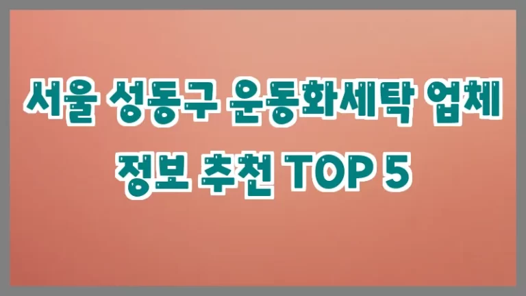 서울 성동구 운동화세탁 업체 정보 추천 TOP 5