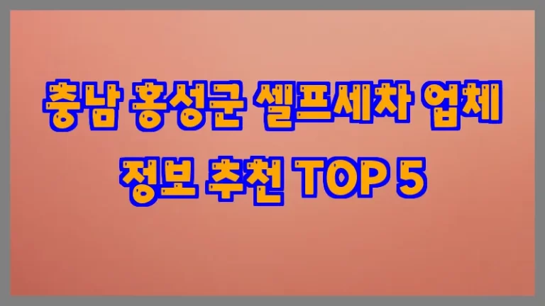 충남 홍성군 셀프세차 업체 정보 추천 TOP 5