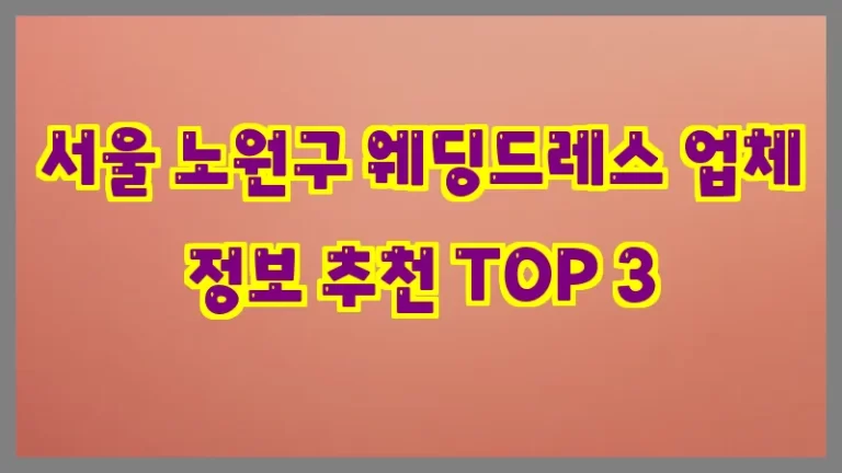 서울 노원구 웨딩드레스 업체 정보 추천 TOP 3