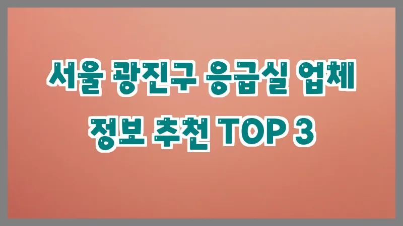 서울 광진구 응급실 업체 정보 추천 TOP 3