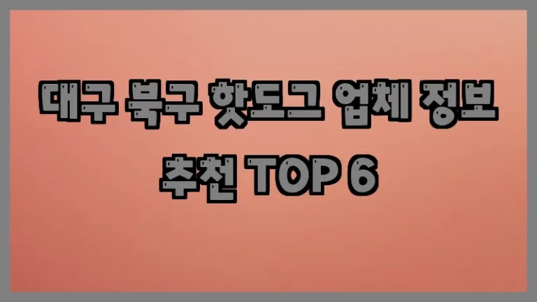 대구 북구 핫도그 업체 정보 추천 TOP 6