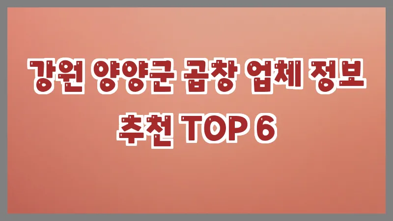 강원 양양군 곱창 업체 정보 추천 TOP 6