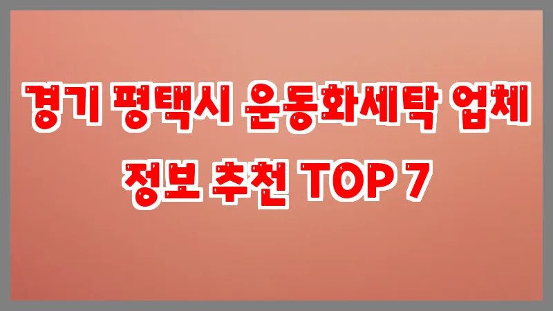 경기 평택시 운동화세탁 업체 정보 추천 TOP 7