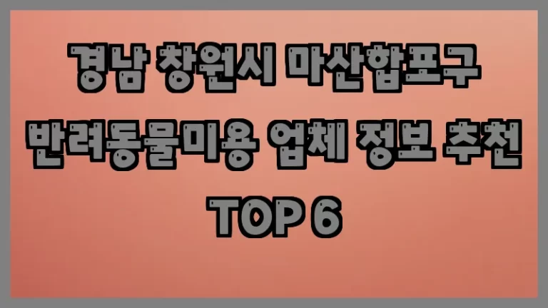 경남 창원시 마산합포구 반려동물미용 업체 정보 추천 TOP 6