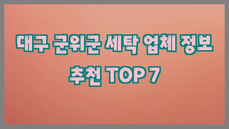 대구 군위군 세탁 업체 정보 추천 TOP 7