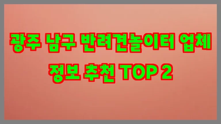 광주 남구 반려견놀이터 업체 정보 추천 TOP 2