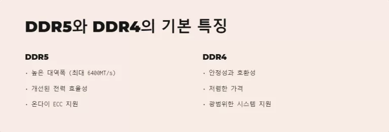 DDR5와 DDR4 메모리 성능 비교 분석