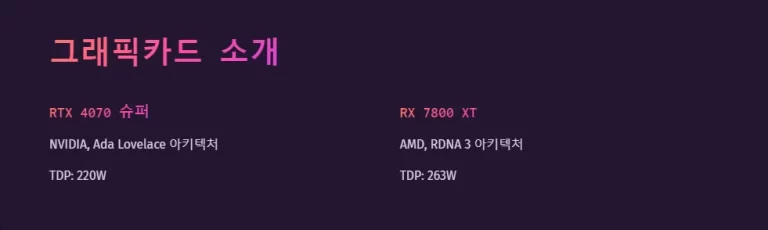 RTX 4070 슈퍼와 RX 7800 XT 전력 효율성 비교
