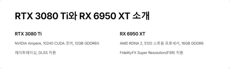 RTX 3080 Ti RX 6950 XT 중고 성능 비교 분석