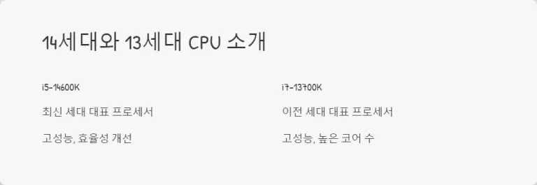 인텔 CPU 성능 비교 추천