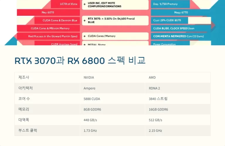 RTX 3070 RX 6800 가성비 비교 2024년 최신 분석