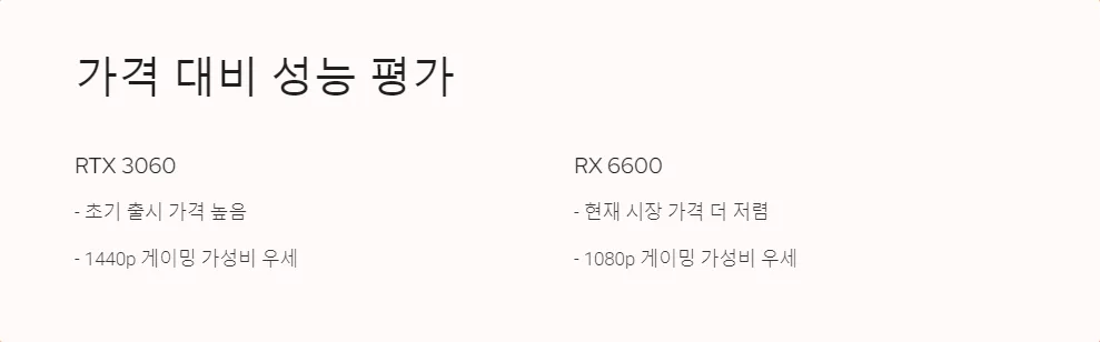 입문용 게이밍 PC 그래픽카드 RTX 3060 RX 6600_3