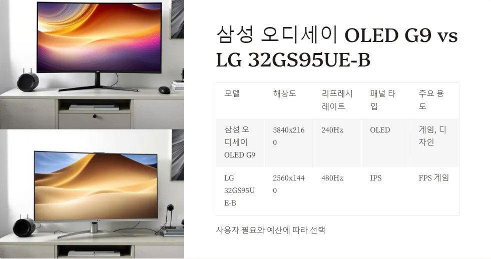 삼성 오디세이 OLED G9 LG 32GS95UE-B 비교_3