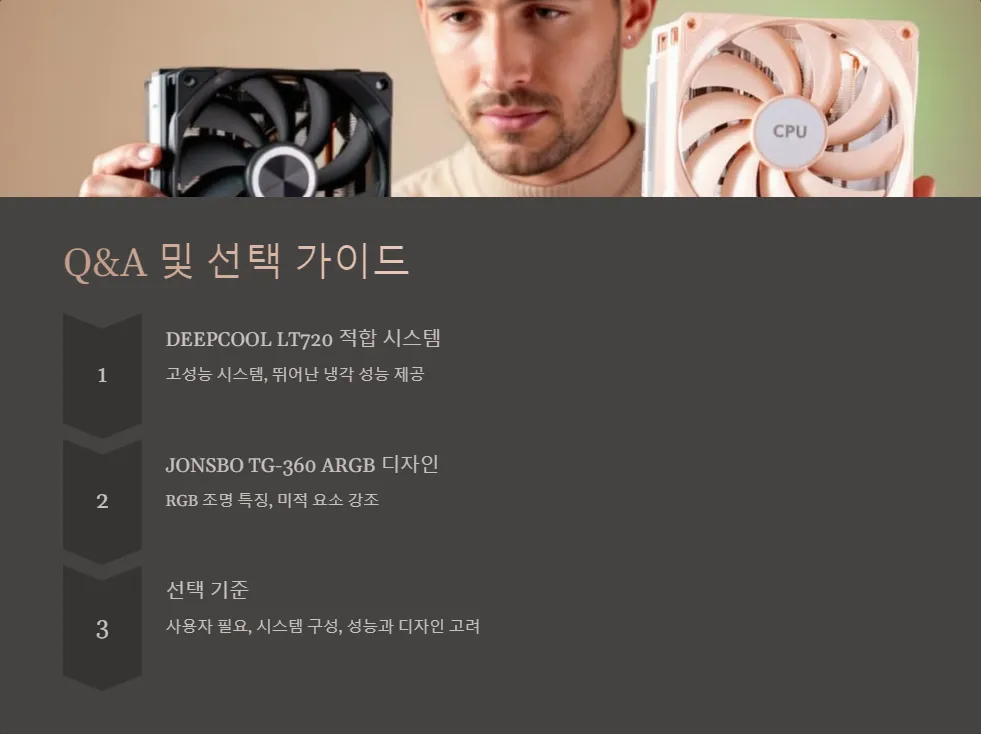 DEEPCOOL LT720 JONSBO TG-360 ARGB 라디에이터 크기_4