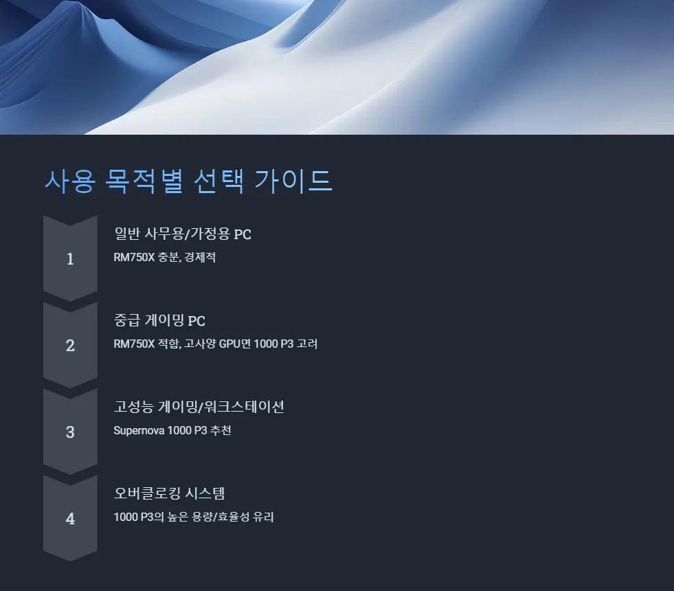 컴퓨터 파워서플라이 선택 RM750X 1000 P3_5