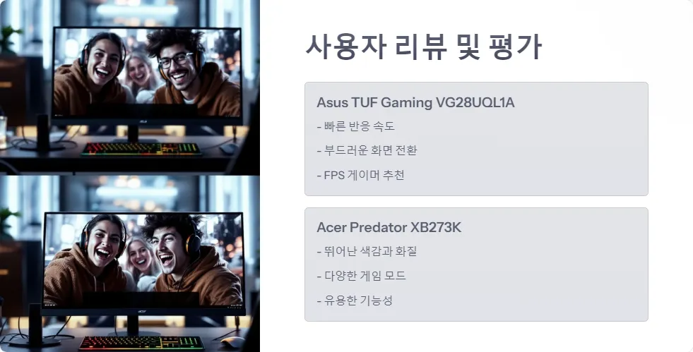 Asus TUF Gaming VG28UQL1A와 Acer Predator XB273K 4K 게이밍 모니터 비교_6