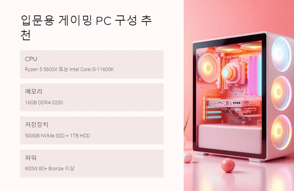 입문용 게이밍 PC 그래픽카드 RTX 3060 RX 6600_6