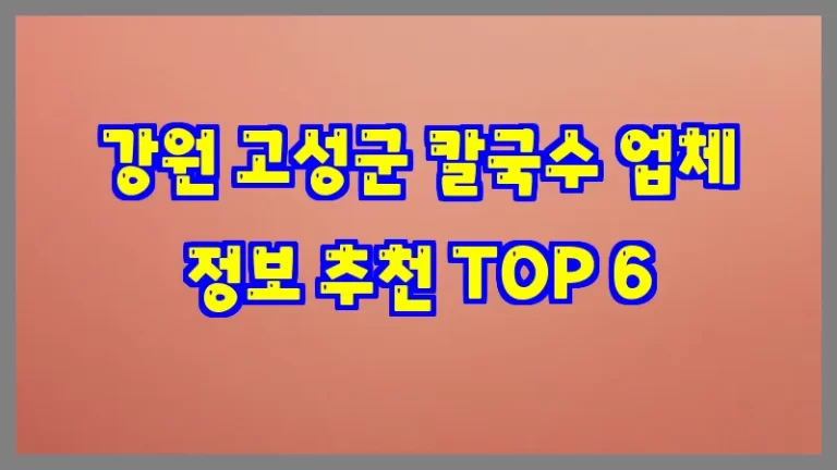 강원 고성군 칼국수 업체 정보 추천 TOP 6