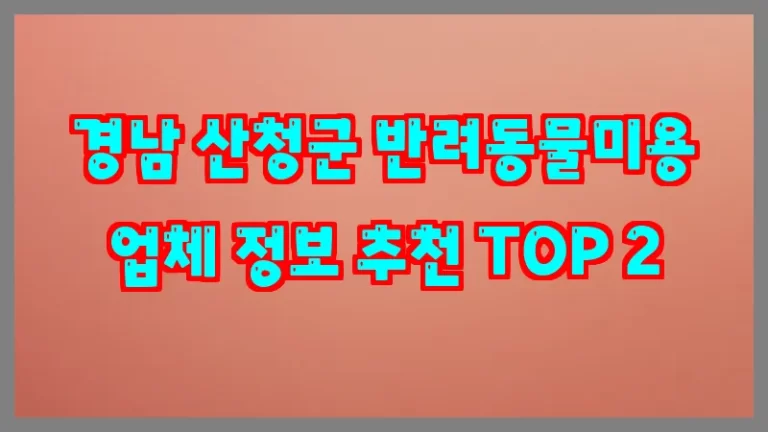 경남 산청군 반려동물미용 업체 정보 추천 TOP 2