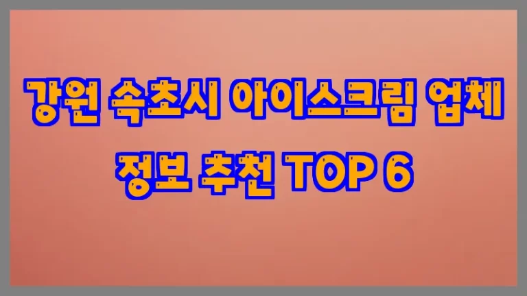강원 속초시 아이스크림 업체 정보 추천 TOP 6