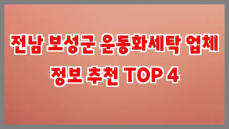 전남 보성군 운동화세탁 업체 정보 추천 TOP 4