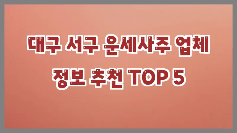 대구 서구 운세사주 업체 정보 추천 TOP 5