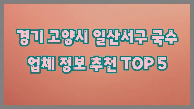 경기 고양시 일산서구 국수 업체 정보 추천 TOP 5