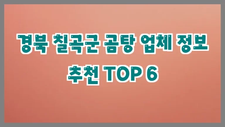 경북 칠곡군 곰탕 업체 정보 추천 TOP 6